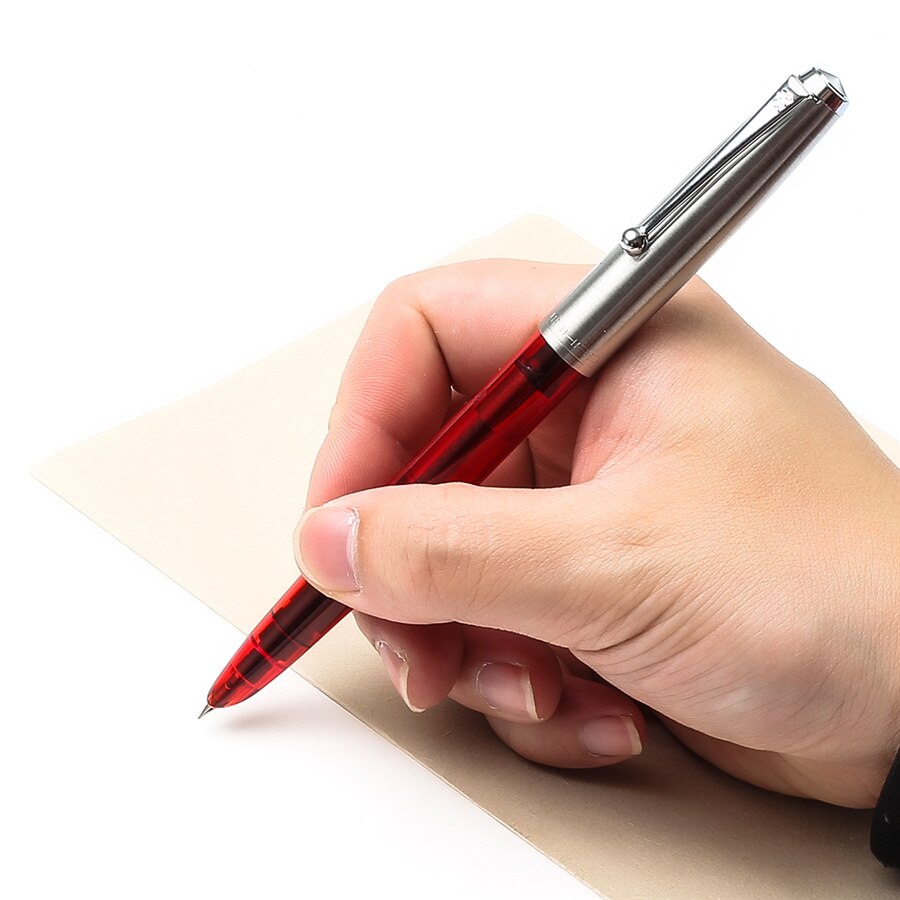 Jinhao Vision Fountain Pen, Steel Metal Cap, Nice Color Transparent Barrel, Fine Nib Office Finance School Student writing A6994