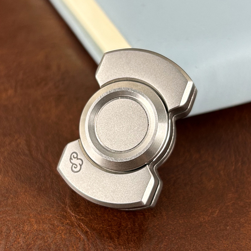Combo de deslizador y spinner Fidget 3 en 1 de acero inoxidable con botón de clic, juguete de Metal para aliviar el estrés de adultos: Blanco