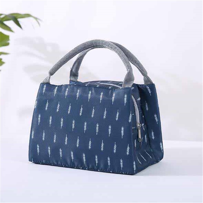 Portable Insulated Thermal Cooler Bento Lunch Box Tote Picnic Storage Bag Pouch Lunch Bags Icepack Container School Food Bags: Navy Blue