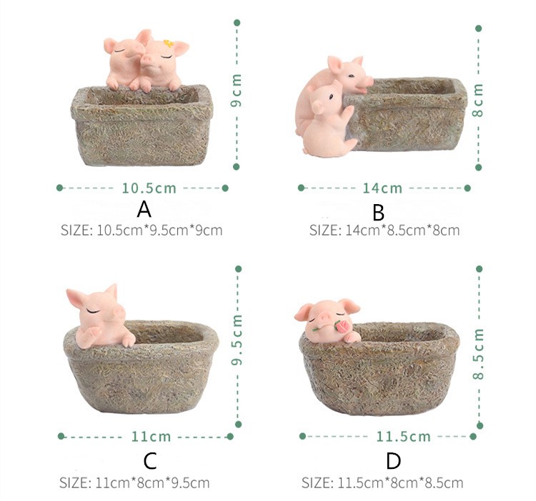 ROZE VARKEN BLOEMPOT Cartoon Dier Planten Hars vaas Succulente Planter Pot Mini Bonsai Cactus Thuis Bruiloft Decoratie Craft