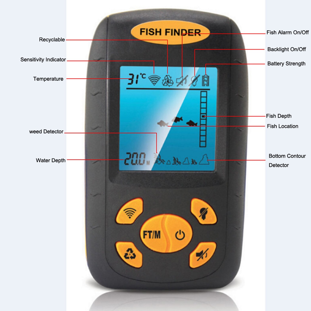 Fish Finder Handheld Wireless Sonar LCD Fish Finder Portable Fishfinder Fishing Depth Finder Fish Finders Lake Sea Fishing
