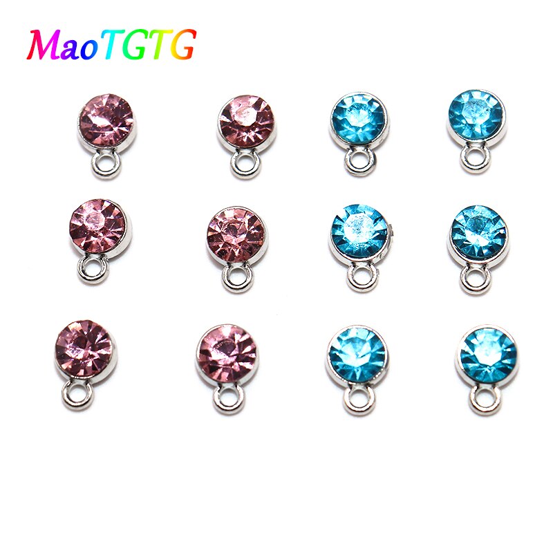 30/50 stks/partij Mode Kristal Charmes Hanger Voor Sieraden Maken Hanger Ketting Earring 7mm Blauw Roze Crystal Charms