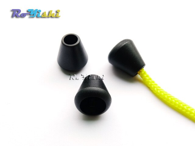 1000pcs/pack Zipper Pull Ends Bell Stopper Without Lid Cord Lock Plastic Black Hole Size:5mm