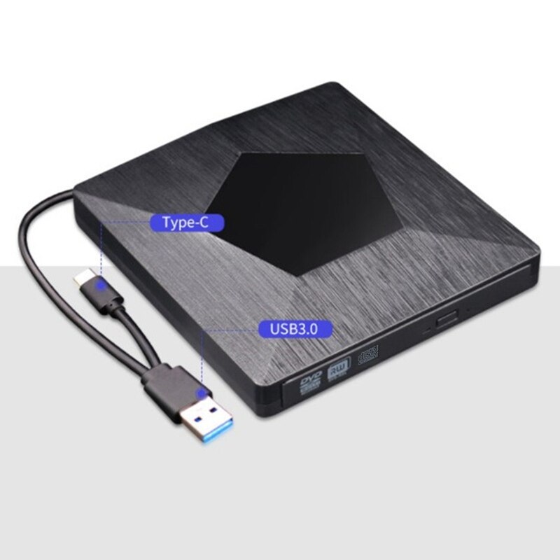 Unidad de disco USB 3,0 externo, lector de grabadora de CD DVD ultrafino de alta velocidad para ordenadores portátiles