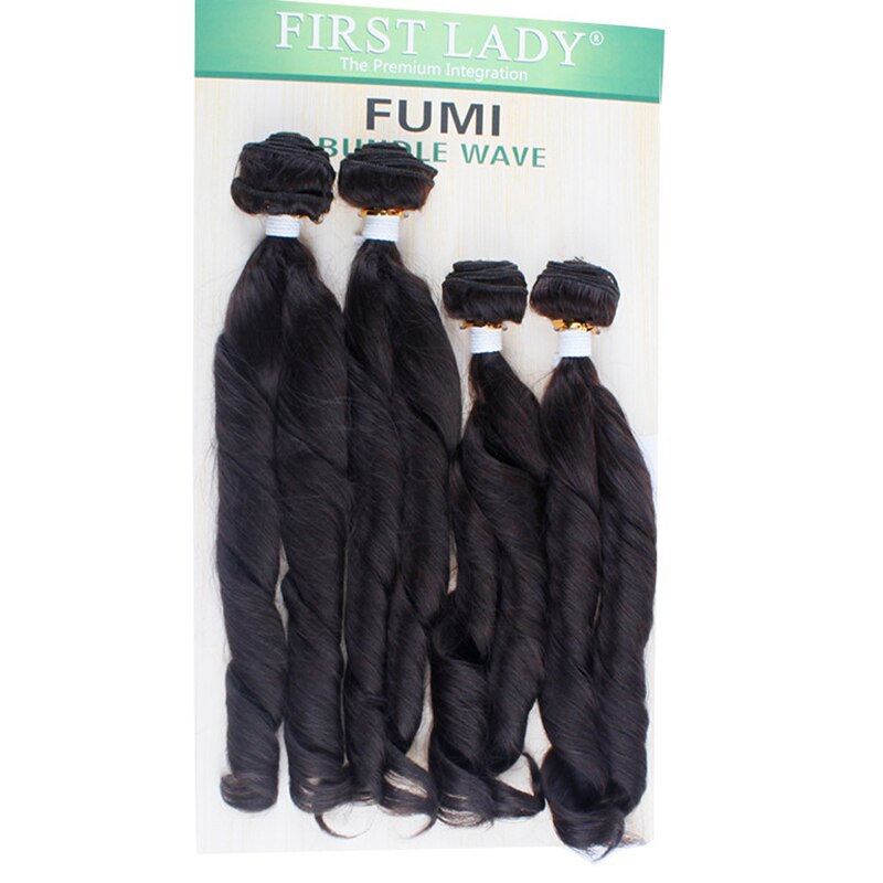 Soku Funmi-pelo sintético rizado, degradado, negro, marrón, de 16 a 18 pulgadas, tejido de manojo de extensiones de cabello, fibra resistente al calor: # 2