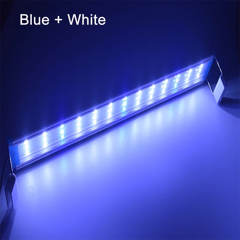 Luz LED superfino para acuario, lámpara de Clip brillante resistente al agua, con pantalla LED azul y blanca de 18-75cm para plantas de 220v
