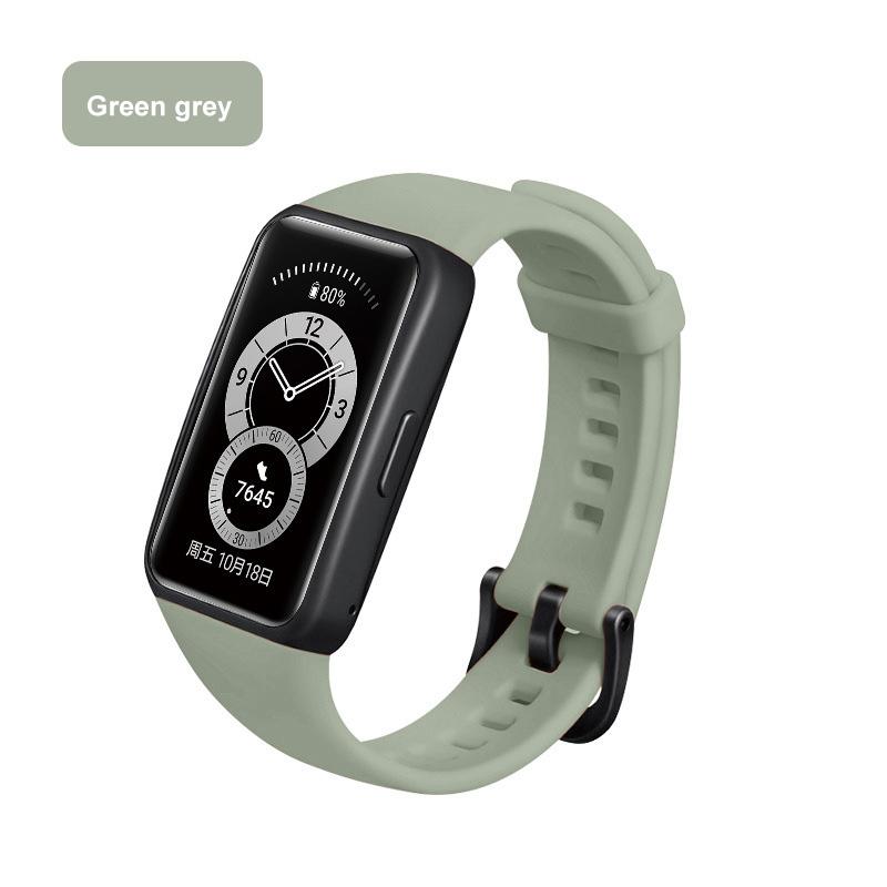 Band Voor Huawei Horloge Band 6 Voor Huawei Smart Horloge Armband 6 Band Met Tpu Zachte Beschermhoes Full Screen protector Case: Green gray Strap