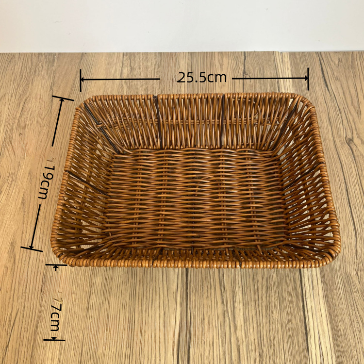 Supermarket Fruit and Vegetable Display Basket Dim Sum Basket Square Storage Basket Woven Fruit Basket Snacks Bread Snack Basket: Yellow