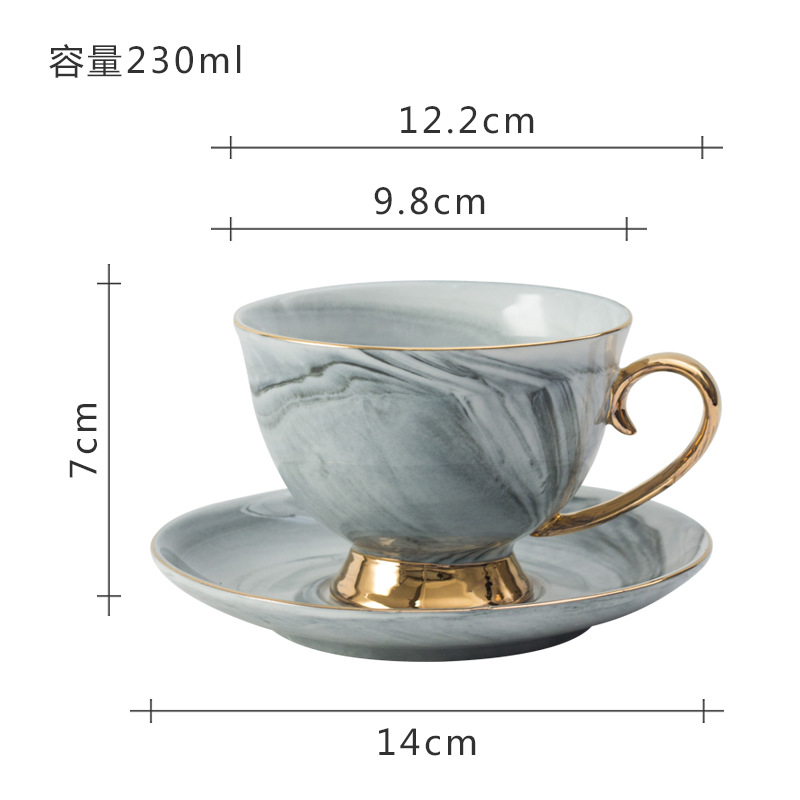 XINCHEN nordisch Glod Marmor Kaffee Tasse und Untertasse einstellen Keramik Tee Wasser Tasse Porzellan Wiederverwendbare Latte Cappuccino Tassen 230ml: W