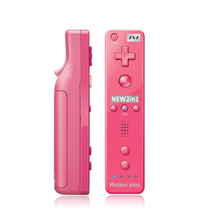 2 in 1 For Wiimote Built in Motion Plus Inside Remote Controller For Wii Remote Motionplus With Silicone Case For Nintendo: Pink