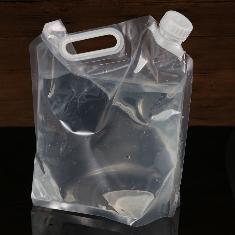 5L Folding Drinking Water Container Handheld Portable Clear Water Bag Camping Water Holder Survival Water Carrier Handle bag
