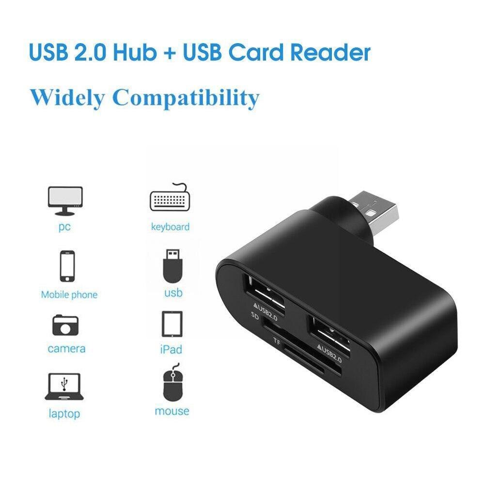 4 In 1 Draagbare 180 ° Draaien Usb Hub High Speed U Disk Reader Splitter 3 Poorten Voor Computer Pc laptop Mini Accessoires H3x5
