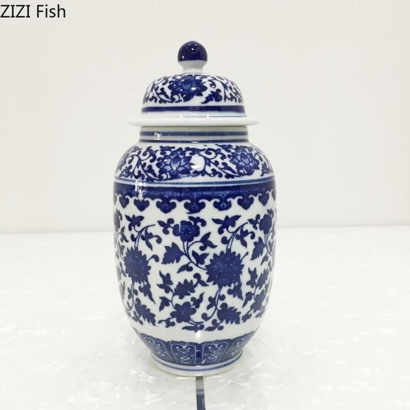 Tetera de cerámica de porcelana azul y blanca, decoración de granos de café y té, tanque de almacenamiento sellado, tanque de almacenamiento clásico para el Hogar, Nueva
