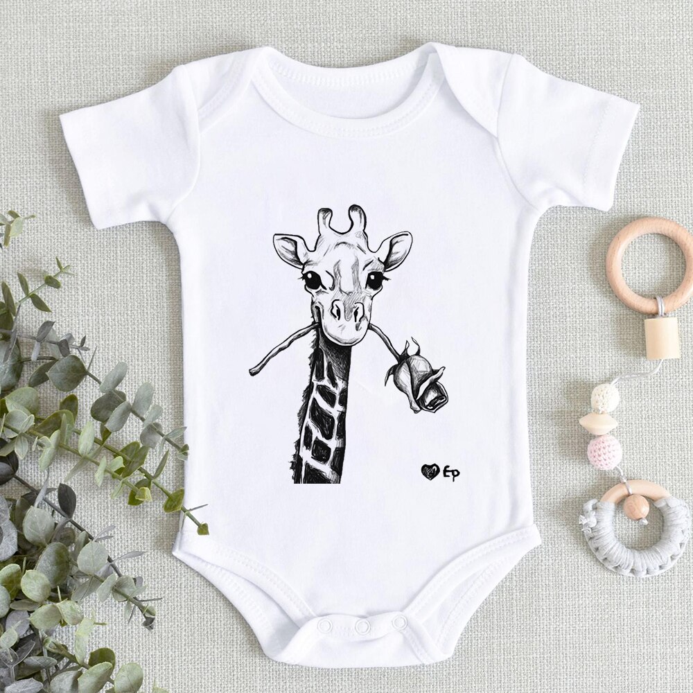 Eine-Stück Neugeborenen Karosserie Ropa De Debe Hipster Grafik Kleinkind Overall Giraffe 0-24M Neue Baby mädchen Jungen Kleidung