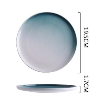 Gradient Two-color Western Steak Ceramic Plate Household Porcelain Large Dishes Nordic Restaurant Chinaware Dessert Tableware: 7.5 inch