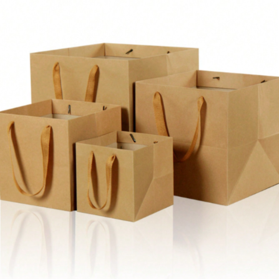 3PCS Large White Kraft Paper Bags with Handles Square Bags Bulk, Large Shopping Merchandise Bags, Wedding Bags, Birthd: Yellow / 18x7x24cm