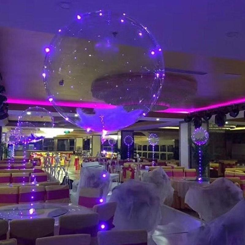 Transparent Bobo Ballons Handle LED Balloon With Sticks Birthday Light Balloon Kid Party Wedding Luminous Decorations LED K4X4