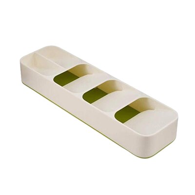 Plastic Knife Holder Kitchen Drawer Organizer Tray Knife Stand Organizer 18 Slots Knives Utensil Rack Storage Cabinet Tool: Spoon-white