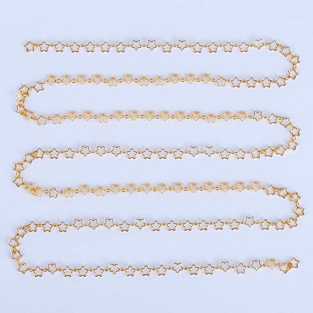 1Meter Halskette Herz Stern Kette Silber KC Gold Kupfer Verknüpfung Ketten Armbinde für Schmuck, sterben DIY Handgemachten Handwerk: Gold- 5mmStar