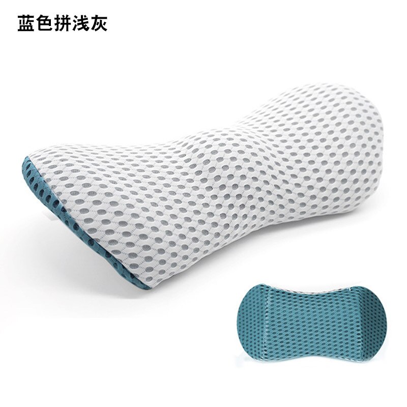 Ademend Geheugen Katoen Fysiotherapie Lumbale Kussen Taille Voor Autostoel Rugpijn Ondersteuning Kussen Bed Sofa Kantoor Slaap Kussens: BlueAndLightGrey