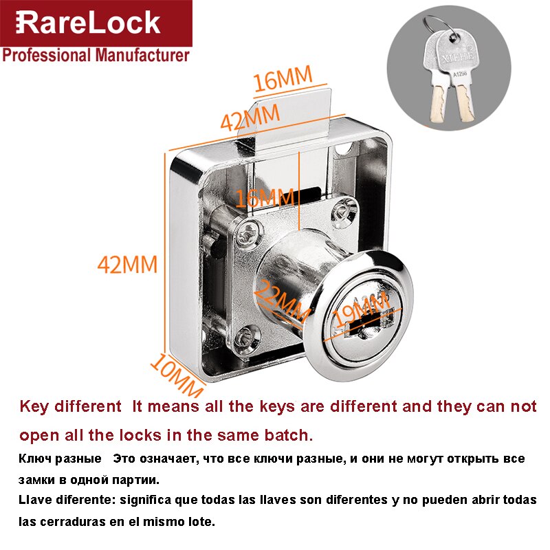Drawer Lock Computer Keys 22 32mm for Home Mailbox Office File Cabinet School Locker DIY Furniture Hardware Rarelock MS387 a: C 22mm Keyed Differe