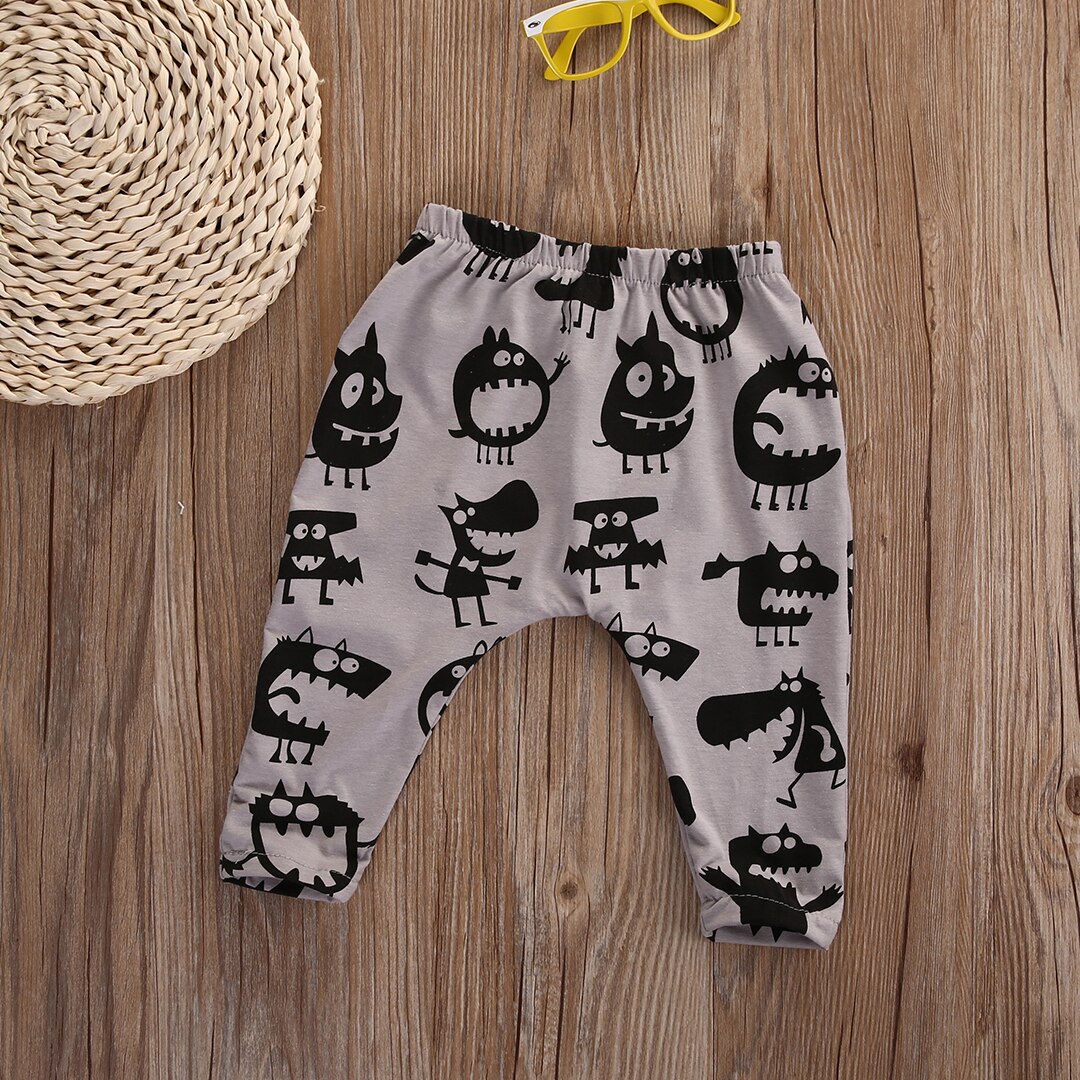 Voor Peuter Baby Boy Monster Print Harembroek Broek Bodem Leggings 0-3Y