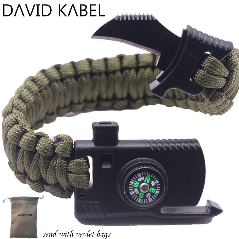 Men Braided Multi-function Outdoor Paracord Survival Bracelet Knife Compass Camping Rescue Emergency Rope Bracelets For Women