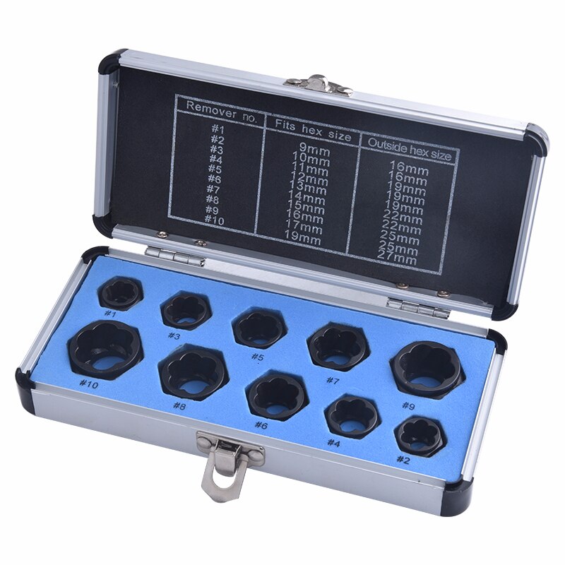 NS Modify 10PCS Damaged Lug Nut Lock Remover Nut Removal Tool Car Wheel Nut Socket Screw Extractor Tool Twist Socket Kit: White