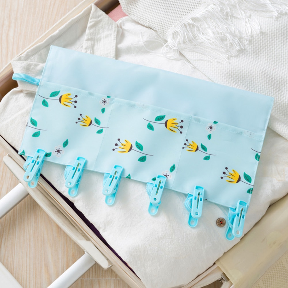 Portable Clothes Hanger Fixed Clip Laundry Drying Rack Clothespin Towel Sock Pegs Pocket Bathroom Hanging Cosmetic Storage Bag