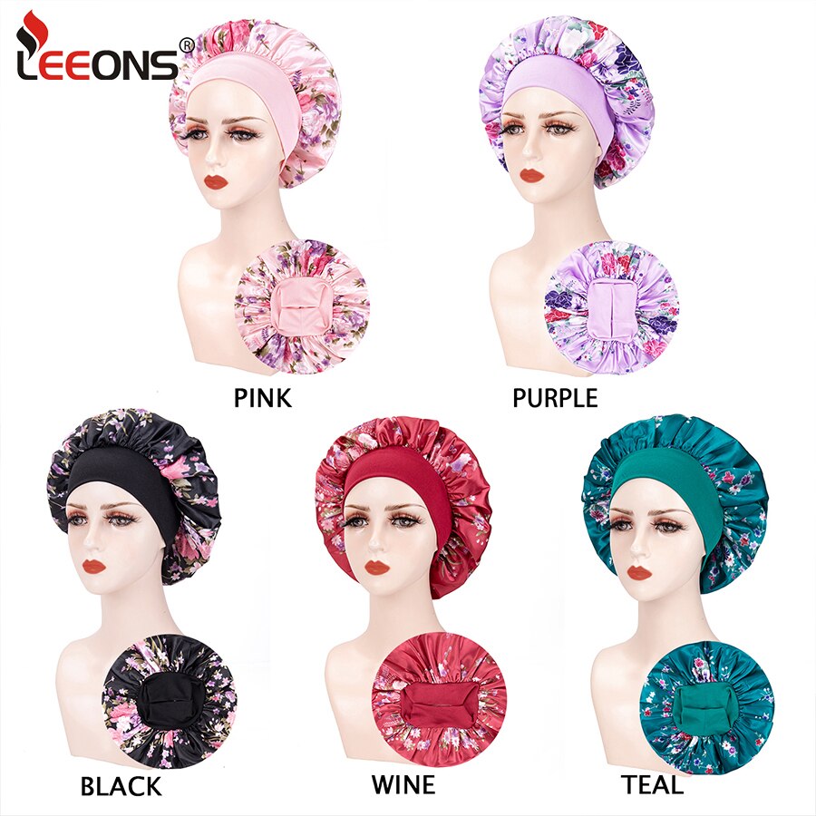 Soft Sleep Caps Night Satin Bonnet Wide Premium Elastic Band Salon Bonnet Hair Loss Sleeping Cap For Women Barber Accessories