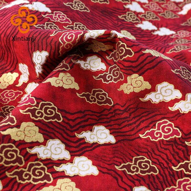 Burgundy Red Cotton Fabric By Half Yards Japanese Zephyr Fabric And Christmas Print Sewing Fabric TJ1023: XL / Brown