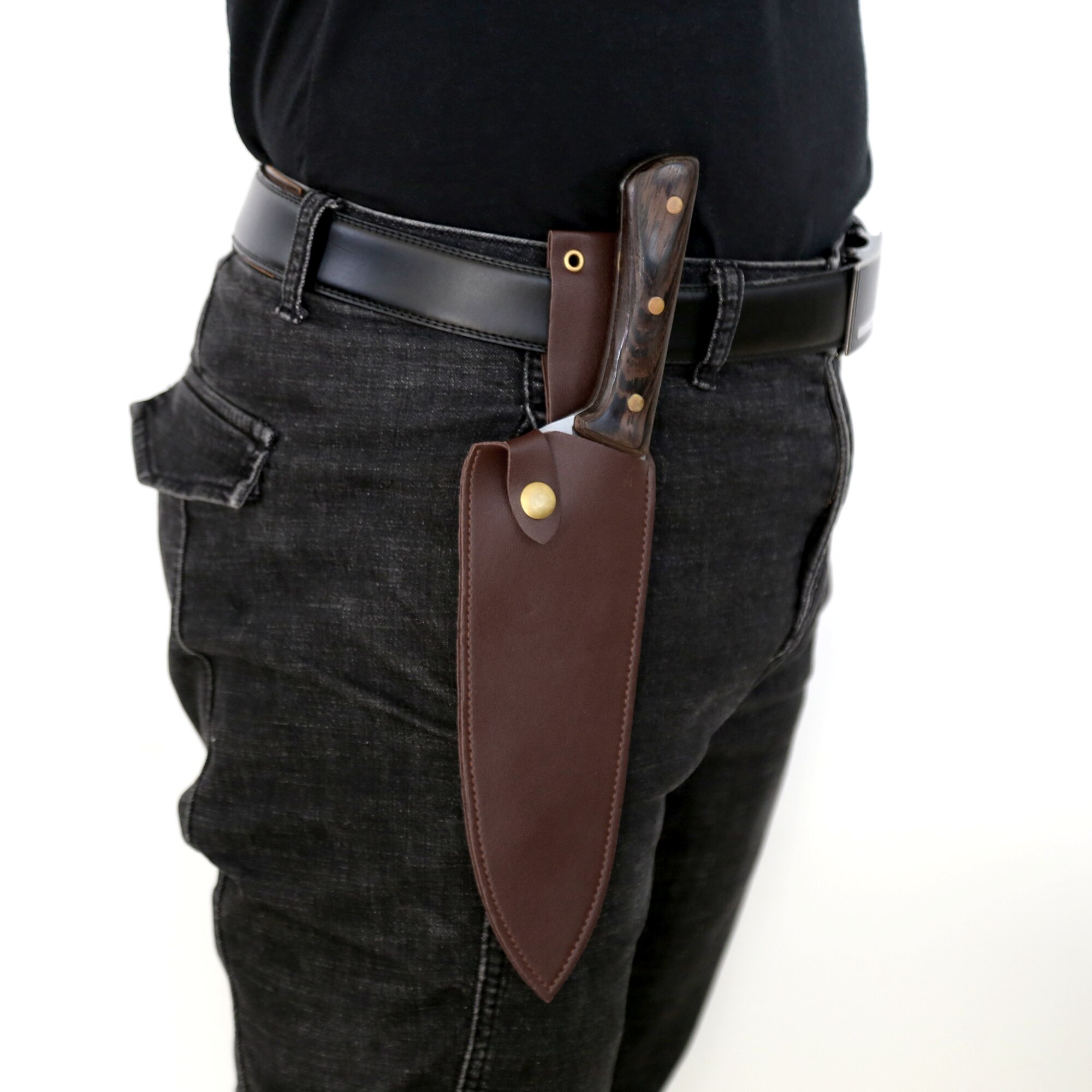 XYJ 8 Inch Chef Knife Sheath Soft PU Leather Belt Loop Buckle Type 5 Piece Blade Cover Set