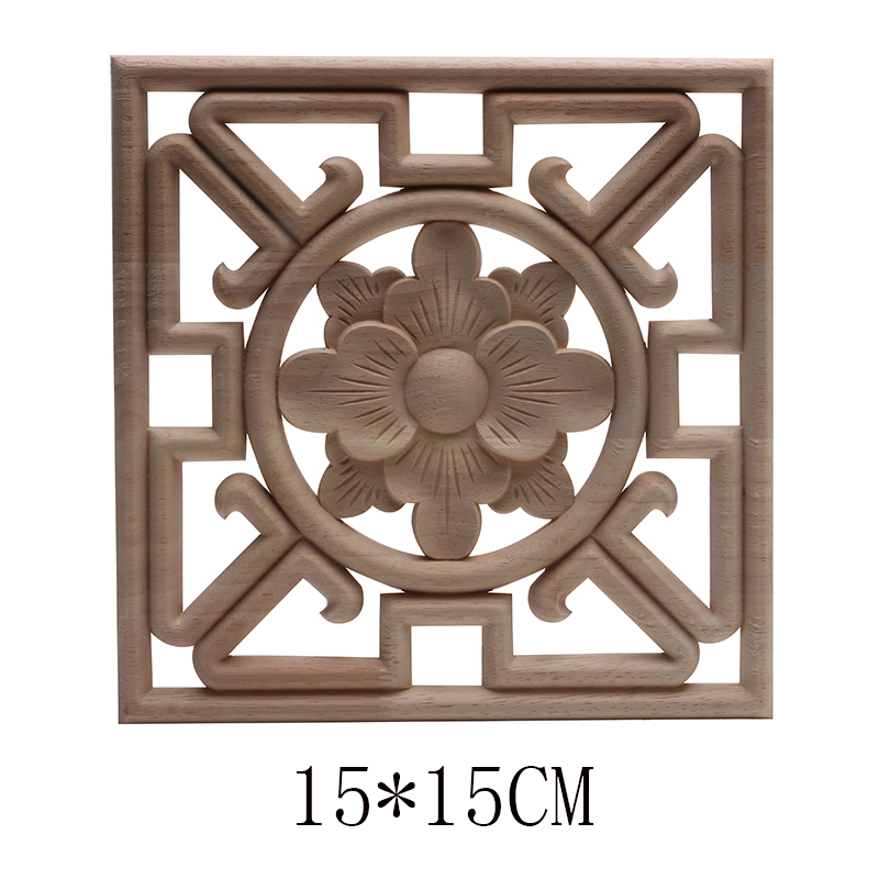 Hout Applique Onlay Hout Decal Hout Beeldjes Houten Gesneden Decor Unpainted Grote Kroon Laat Ovale Bloem Meubels Deuren Thuis: B71-3