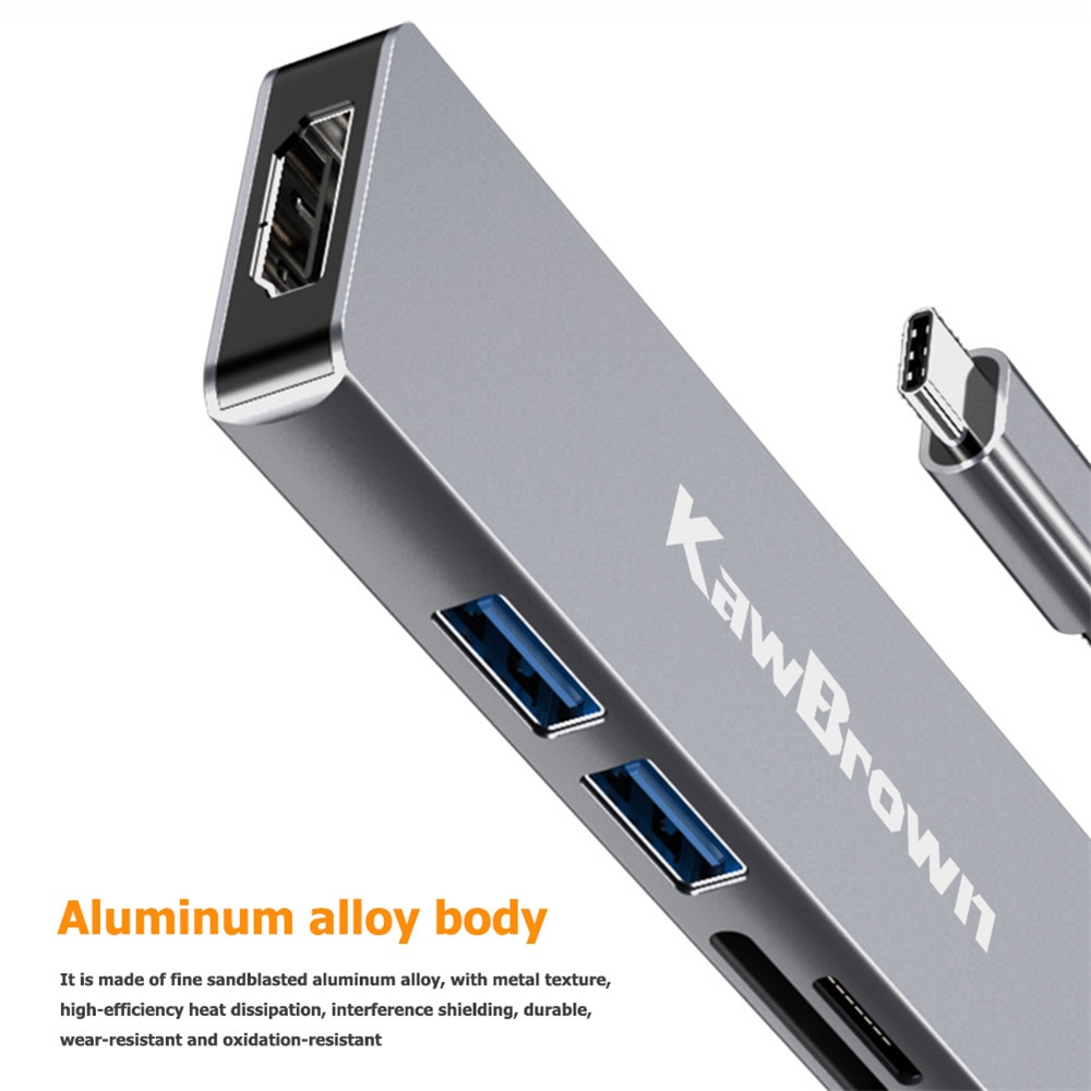 Kawbrown Usb C Hub Type-C Naar Hdmi USB-C Naar Usb 3.0 Connector Tf/Sd Adapter Voor mac Book Pro Laptop Dock Station Accessoires