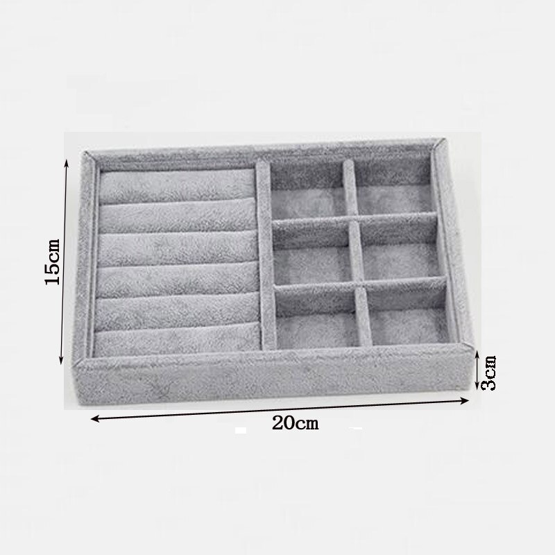 Plateau de rangement de bijoux en velours gris, présentoir de bijoux, organisateur de bagues, boucles d'oreilles, Bracelet, collier, pendentifs, porte-plateau
