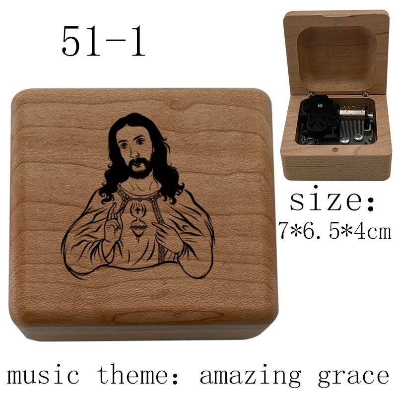 Wooden amazing grace music wind up Music Box Wife Husband church Home Christian Music Box Decoration: green