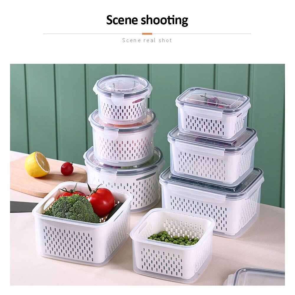 Égouttoir à légumes et fruits, boîte de rangement de cuisine, réfrigérateur pour garder au frais, bac à légumes et fruits, panier en plastique multifonctionnel