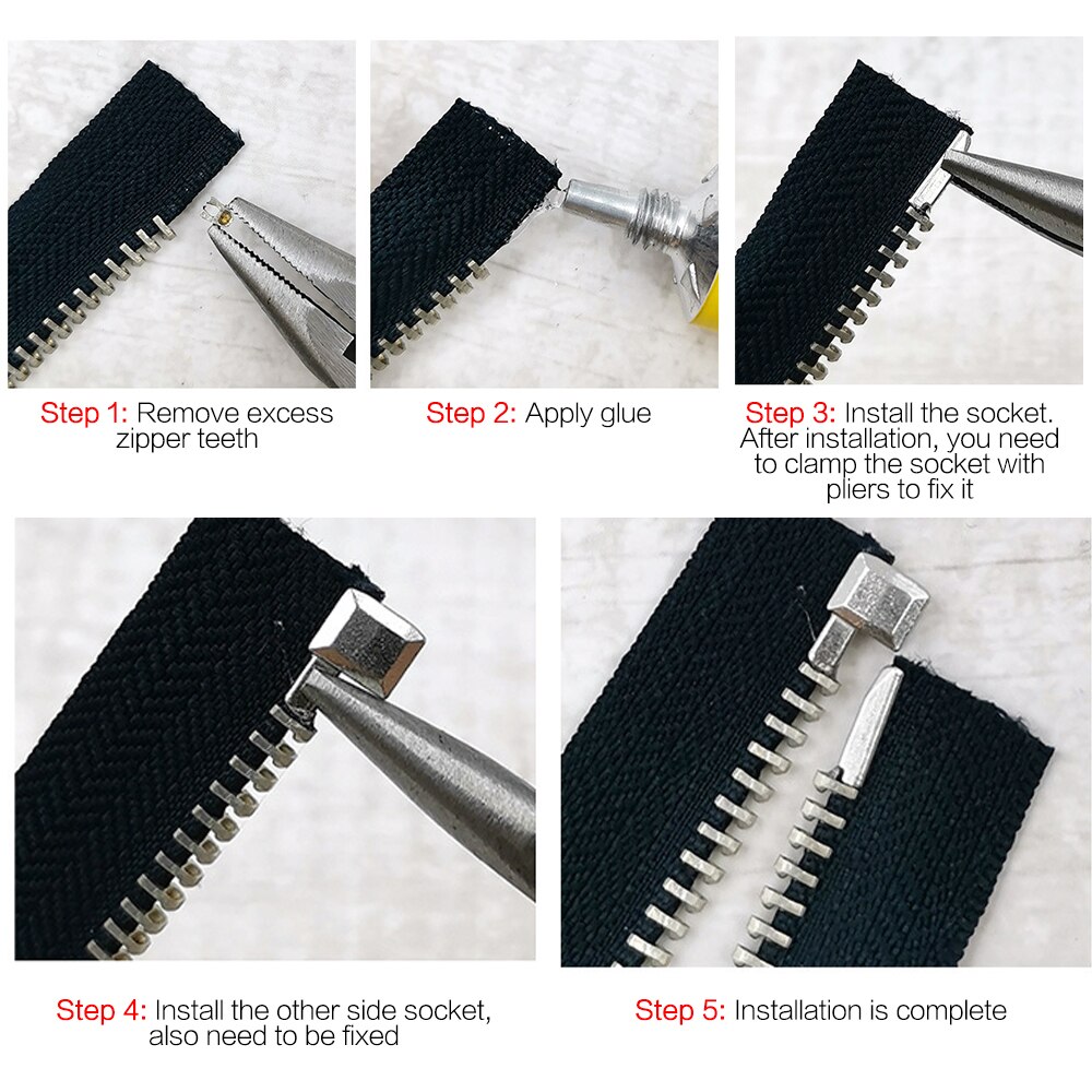 10 Teile/sätze Metall Reparatur Reißverschluss Stopper Offene Ende Reißverschluss NäHenne Stopper Zubehör Reißverschluss M5T9 DIY Für Kleidung