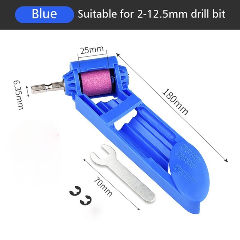 Drill Bit Sharpener 2-12.5mm Portable Corundum Grinding Wheel Drill Sharpener Grinder Drill Bit Powered Tool Parts: Blue