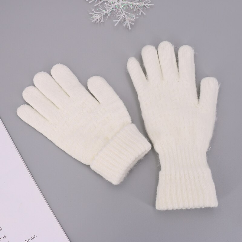 Børn vinter handsker strikket stretch baby vanter ensfarvet børn piger drenge handsker fuld finger handsker