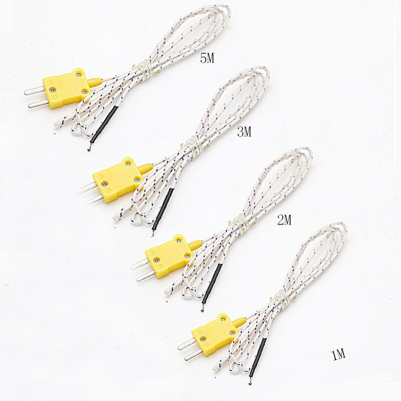 Junijour k-type temperaturmålelinje 1/2/3/5m lengde ledning termoelement tester linje sensor sonde multimeter tester linje: 4 stk
