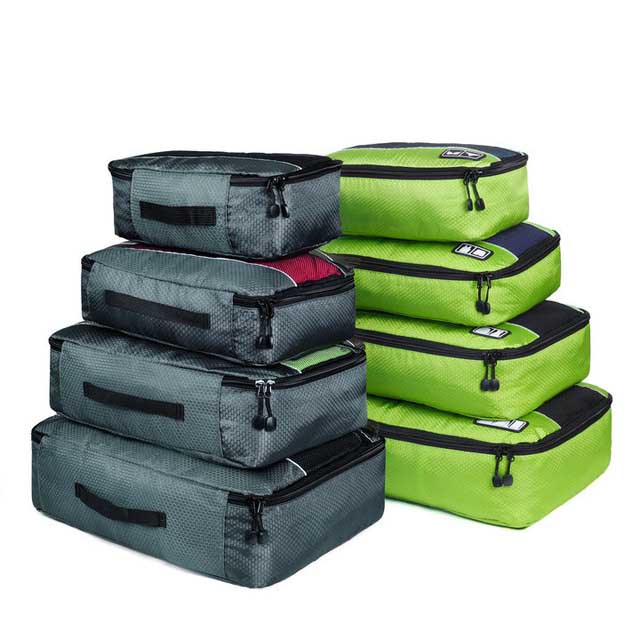 Foxmertor Packing Cubes Travel Duffle Bag Mesh Packing organizer Breathable Nylon Men Women Travel Luggage Organizer Set: 4 Gray 4 Green