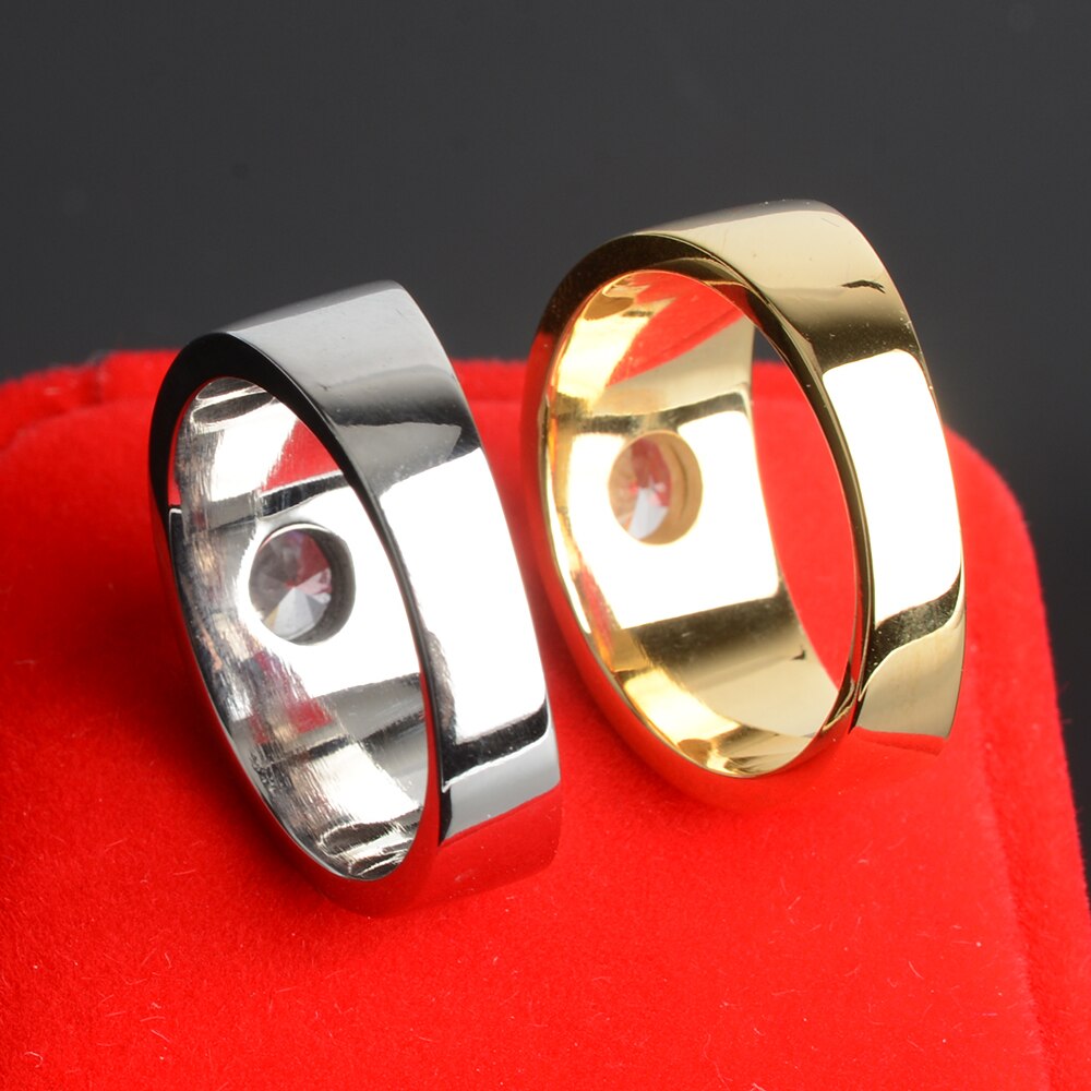 Rustfrit stål ringe mænd zirkon guld vielsesring forlovelse par lover ring jubilæum smykker