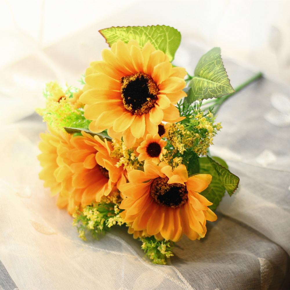 Kunstig solsikke simulering sol blomst gerbera daisy stue fest dekoration blomst skydning prop jul: 2