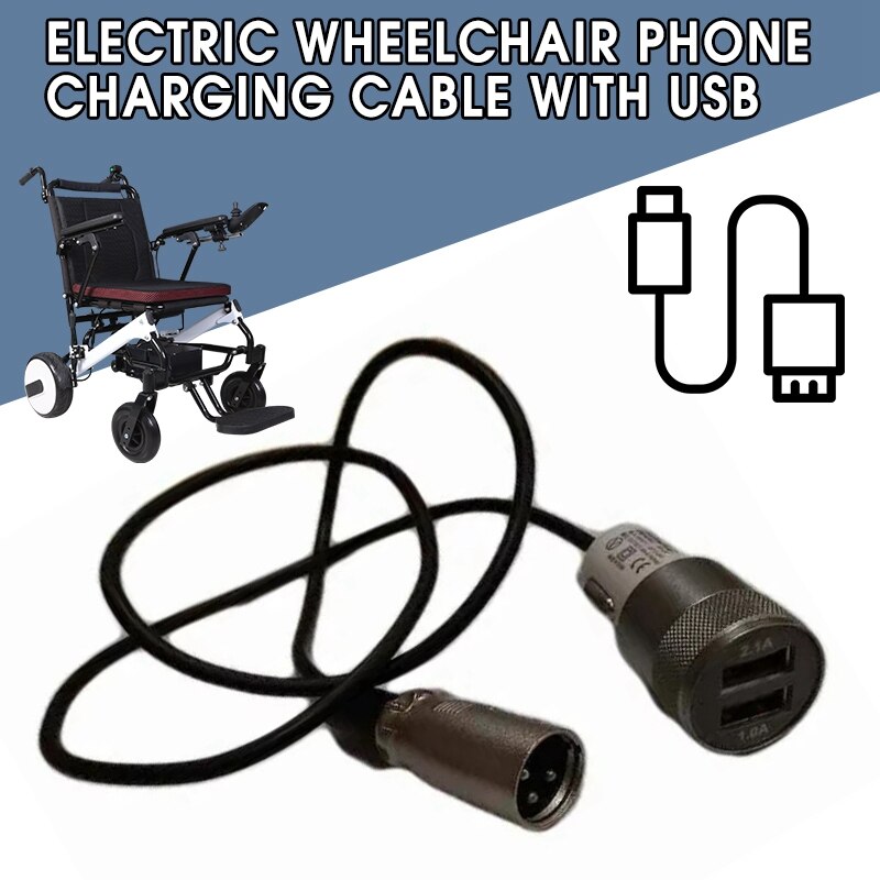 Protable elektrisk kørestol telefon ladekabel med usb hurtig opladning