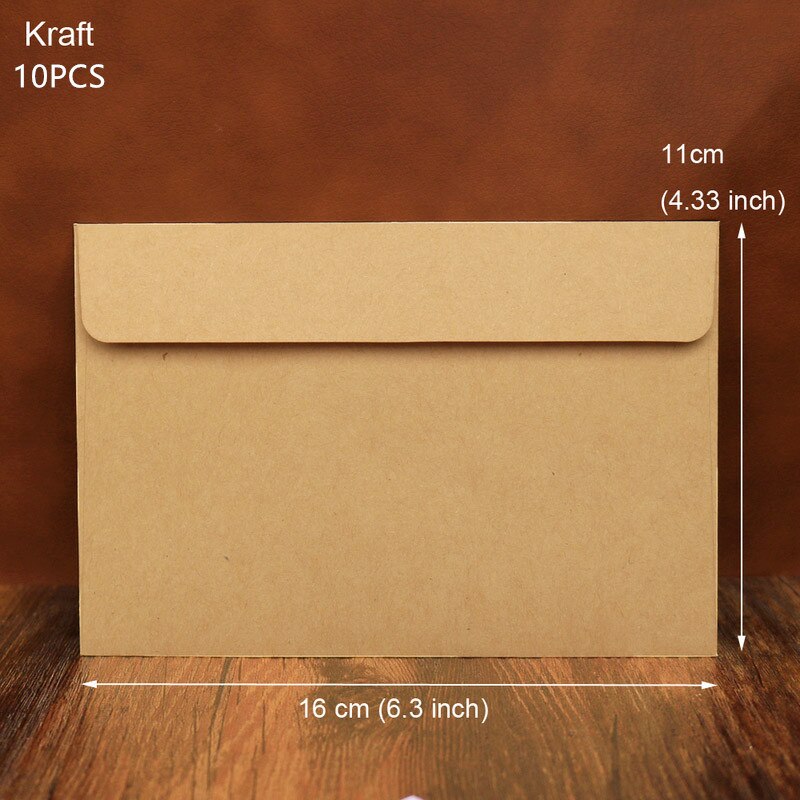10Pcs/Pack 16cmx10.8cm Kraft Black Paper Envelope Message Card Letter Stationary Storage Paper Candy Kraft Blank Envelope: Kraft