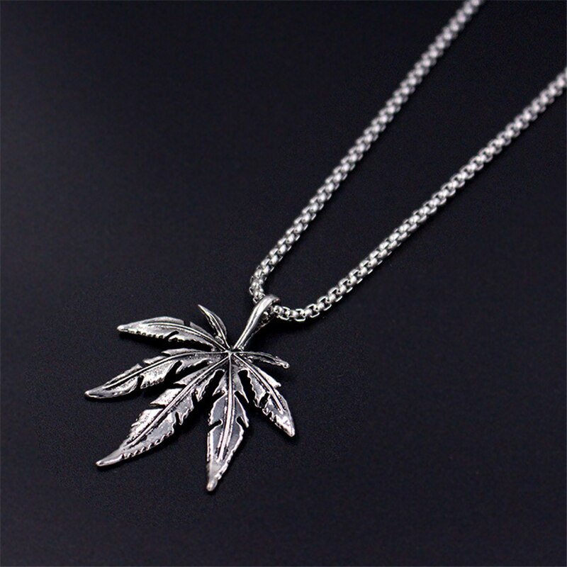 Hip-Hop Wietblad Goud Titanium Stalen Ketting Persoonlijkheid Rvs Geometrische Type Mannen Maple Leaf Blade Keten