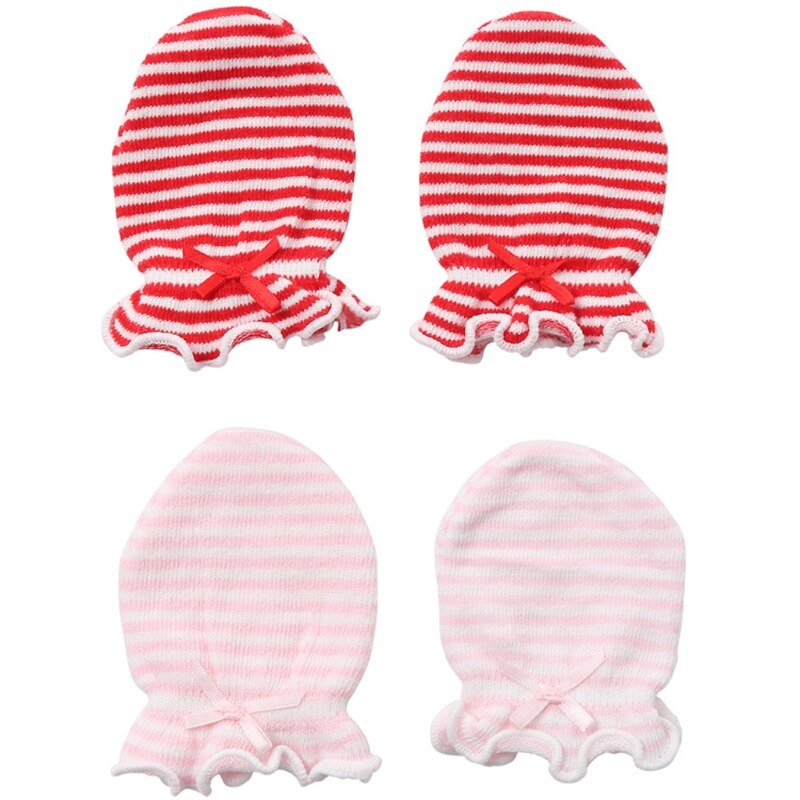 2 Pairs Baby Anti Krassen Handschoenen Katoen Pasgeboren Bescherming Gezicht Mitten Q1FE: D
