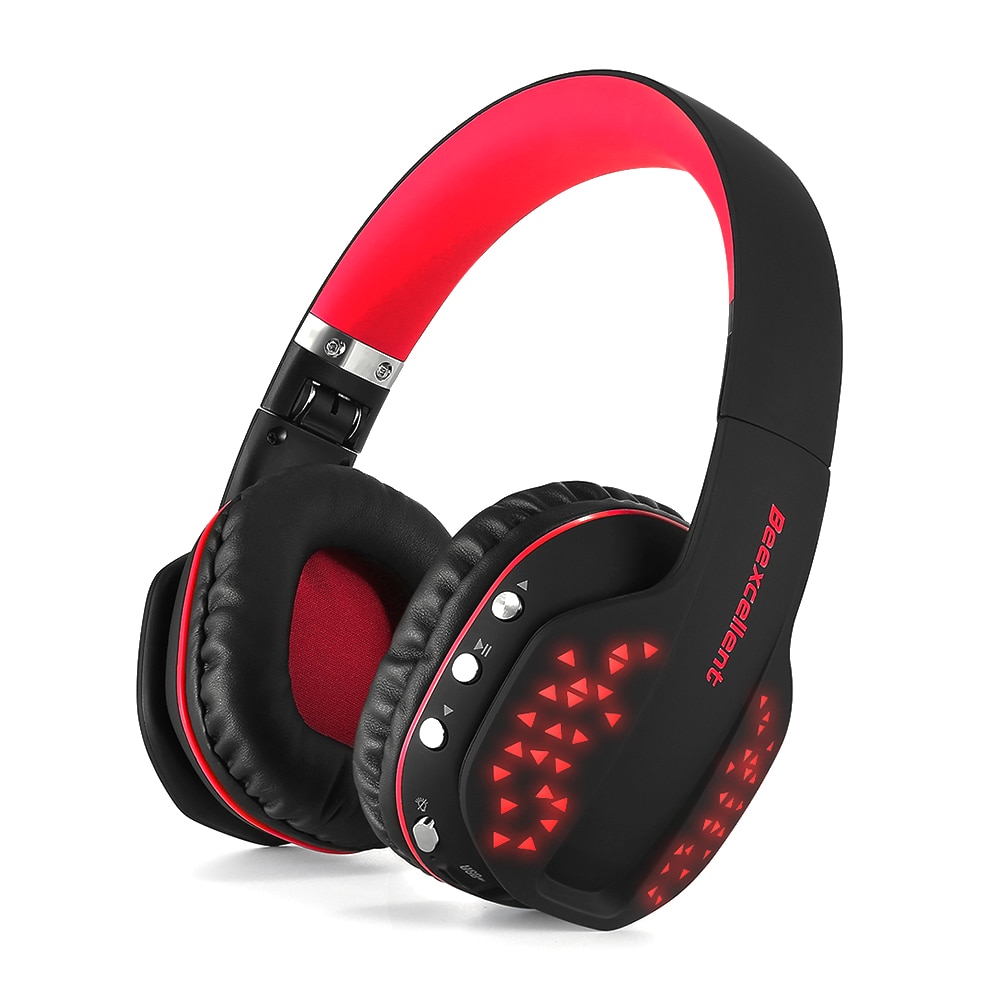 Beexcellent Q2 Bluetooth Gaming Headphones with LED Light Foldable Wireless Stereo Headset Hands-free MIC for Phone PC Laptop