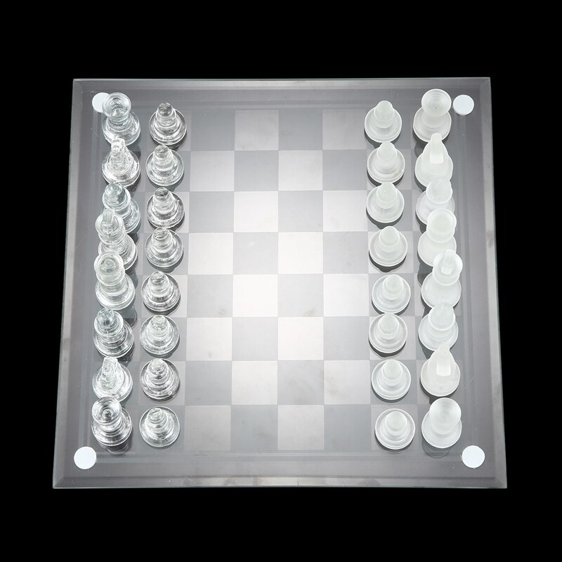 8 inch internationaal schaakspel, complete glazen schaakset met 32 delen, spel en bordspel